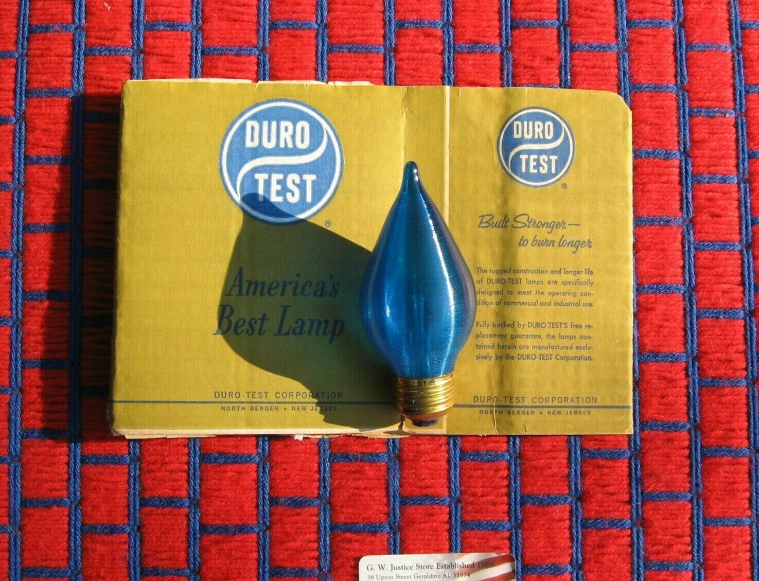 NEW 25 watt BLUE light BULB steady FLAME SPUNGLO mint DURO-TEST USA 25w F15 C15 