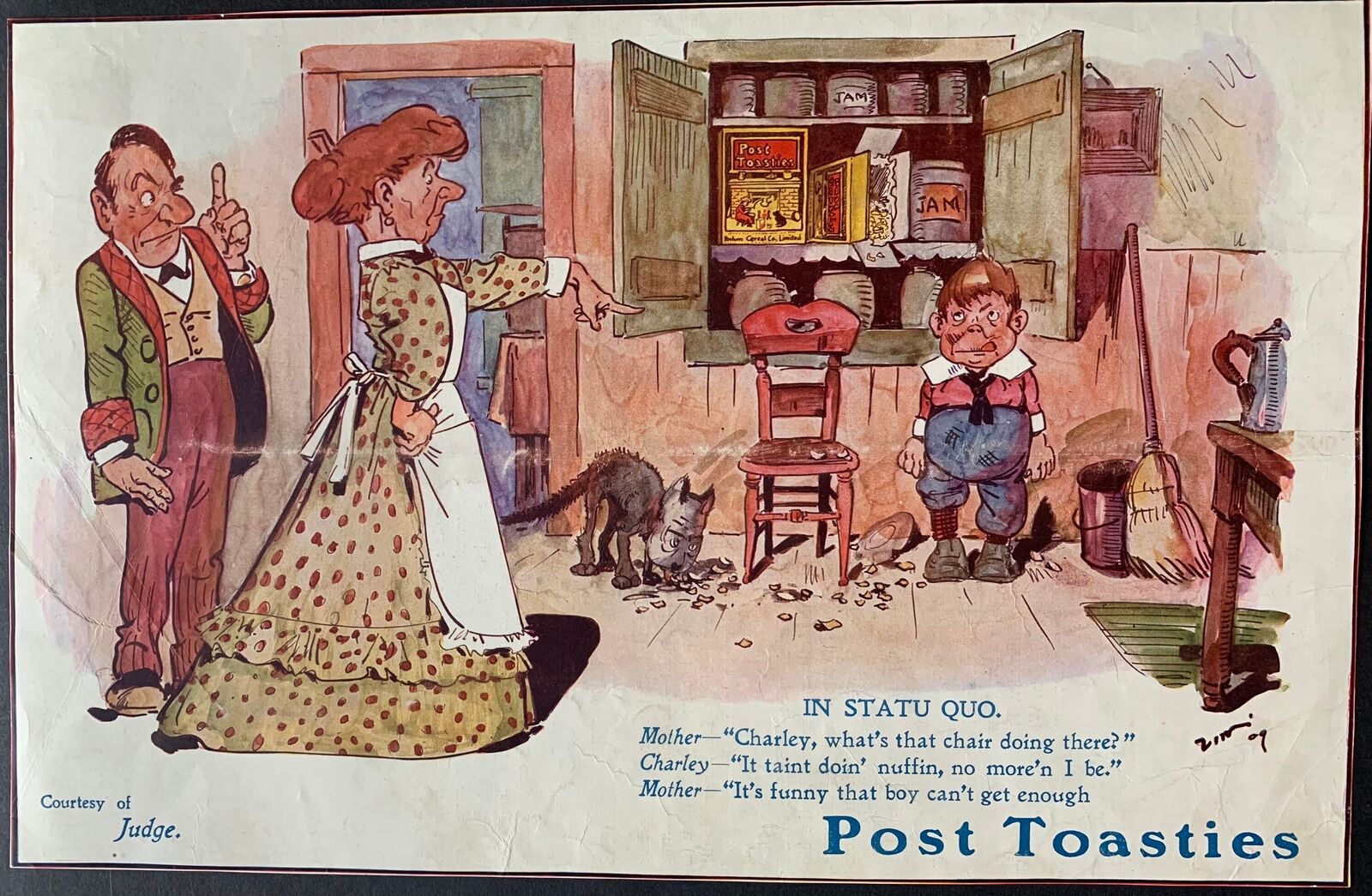 Vintage 1910s Post Toasties Cereal Ad