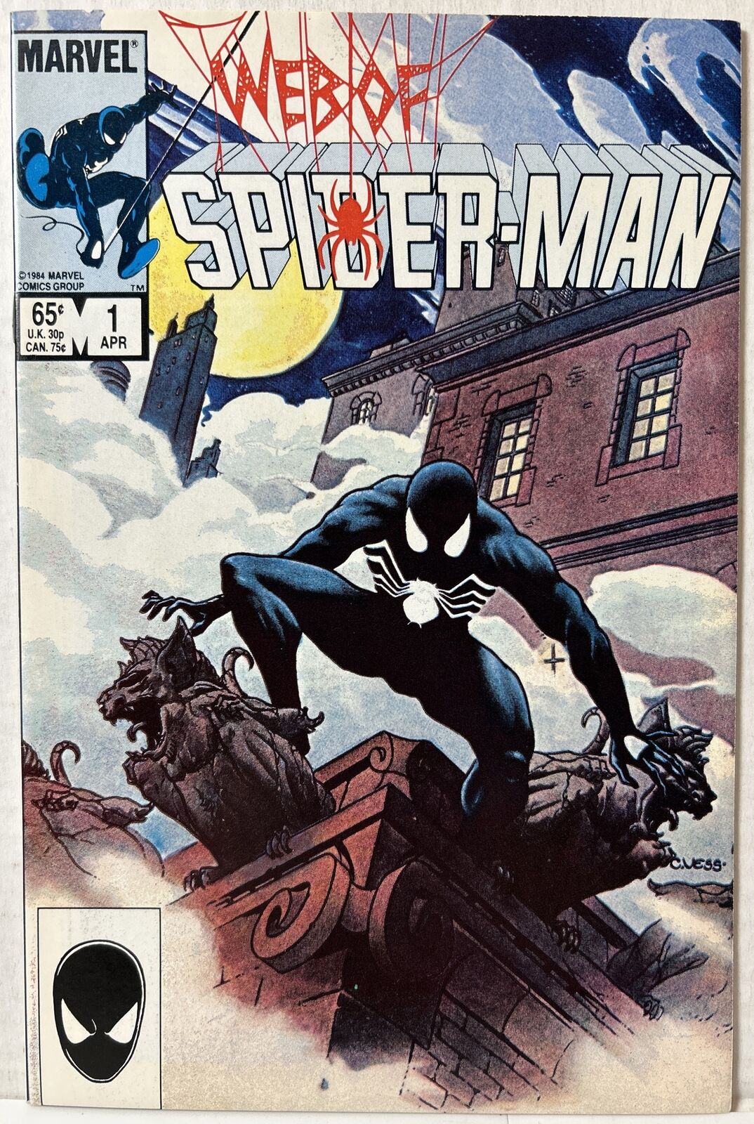 Web of Spider-Man #1 (1984) Marvel Comics Charles Vess Symbiote Cover *VF-NM*
