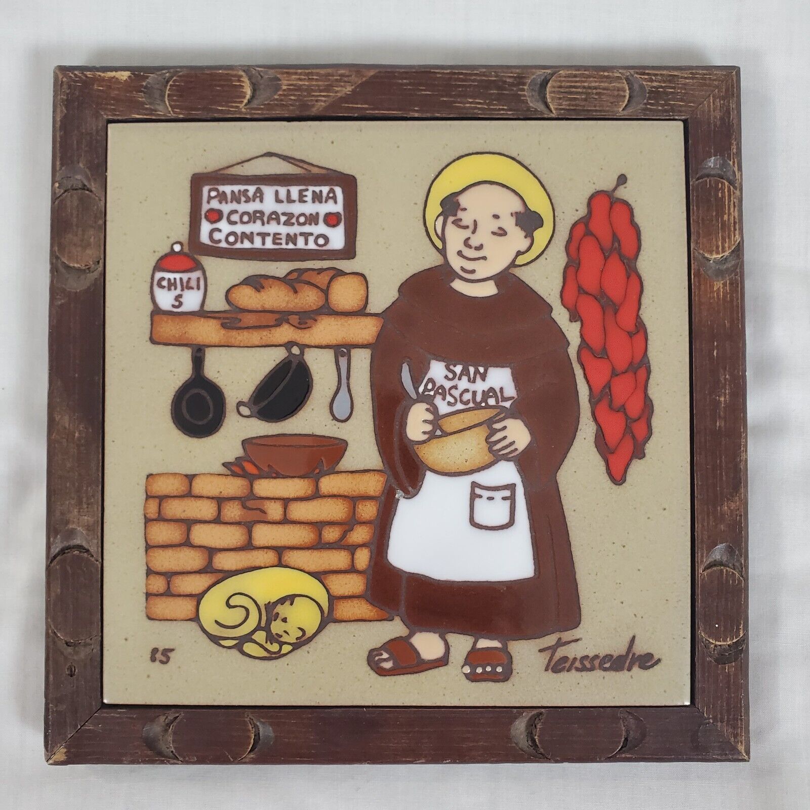 Teissedre *Full Pan Happy Heart* Trivet 6” Tile, Wall Hang, Saint Monk Chilis