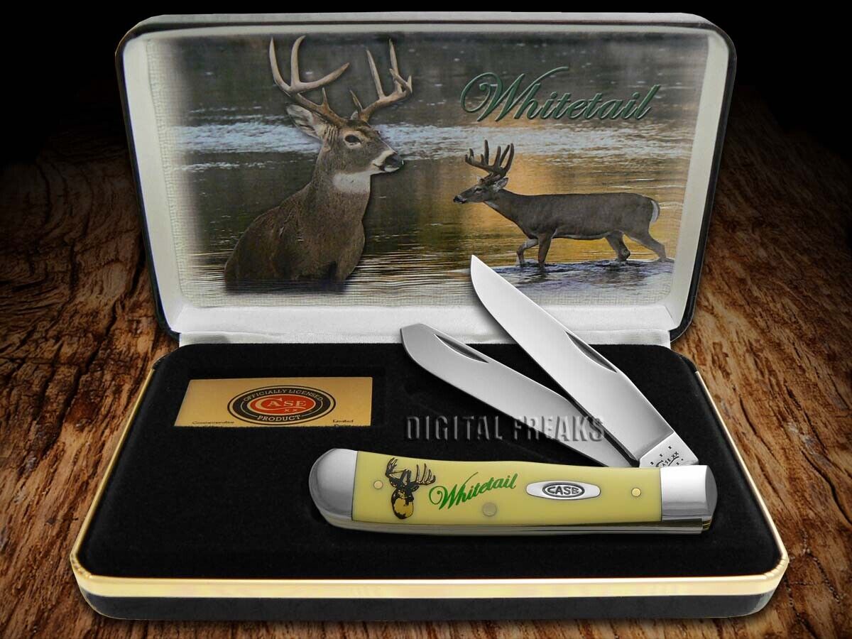 Case xx Knives Trapper Whitetail Deer Yellow Delrin 1/2500 CAT-WTD
