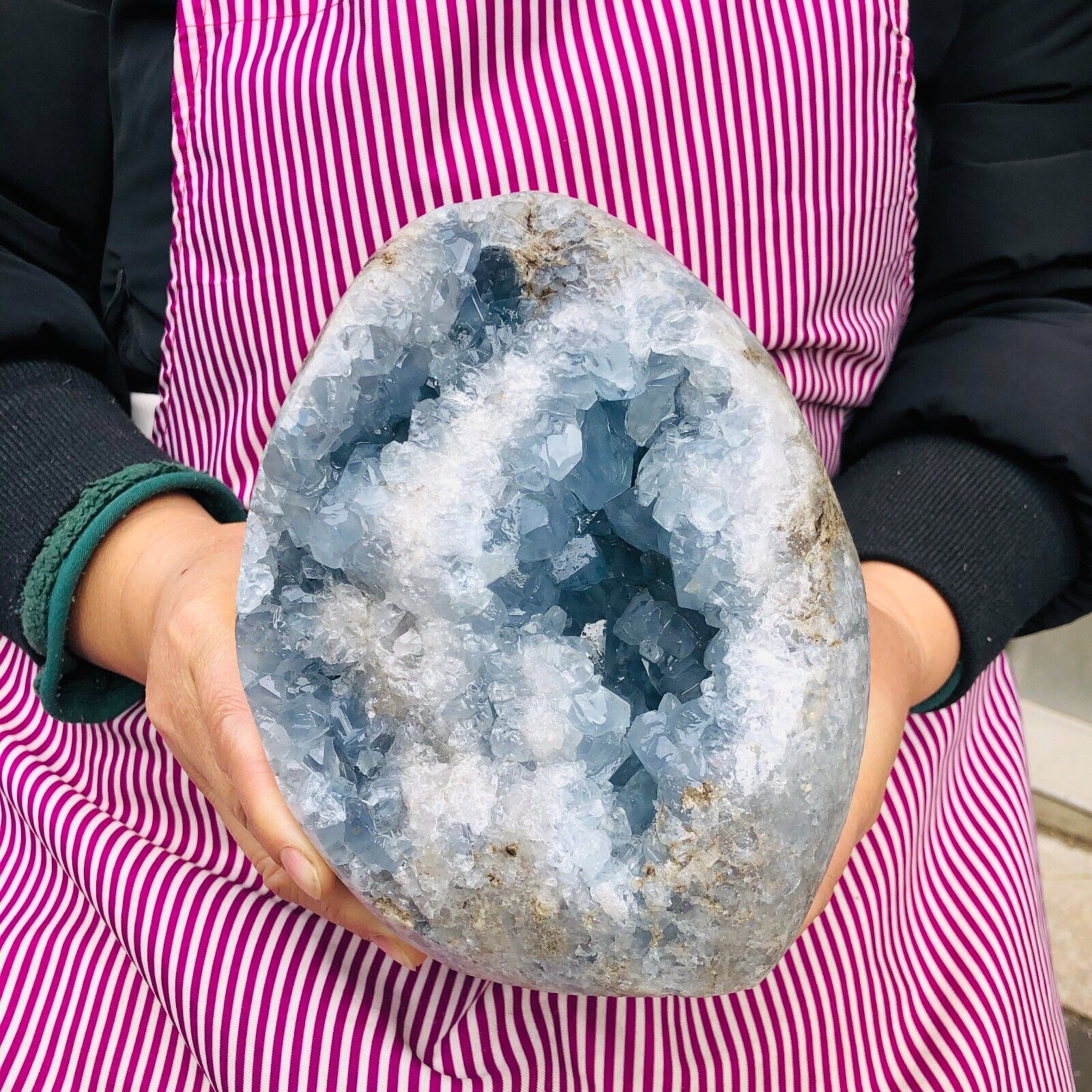 10.58LB Natural Beautiful Blue Celestite Crystal Geode Cave Mineral Specimen 188