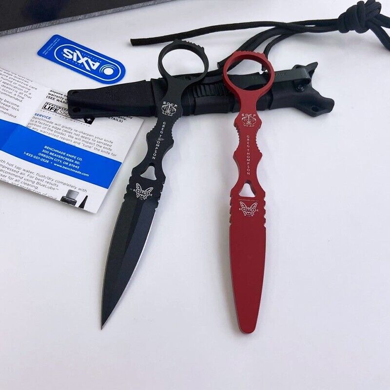 New Benchmade SOCP Dagger 176BK 440C Black+ Red Sheath Fixed Tactical Knife