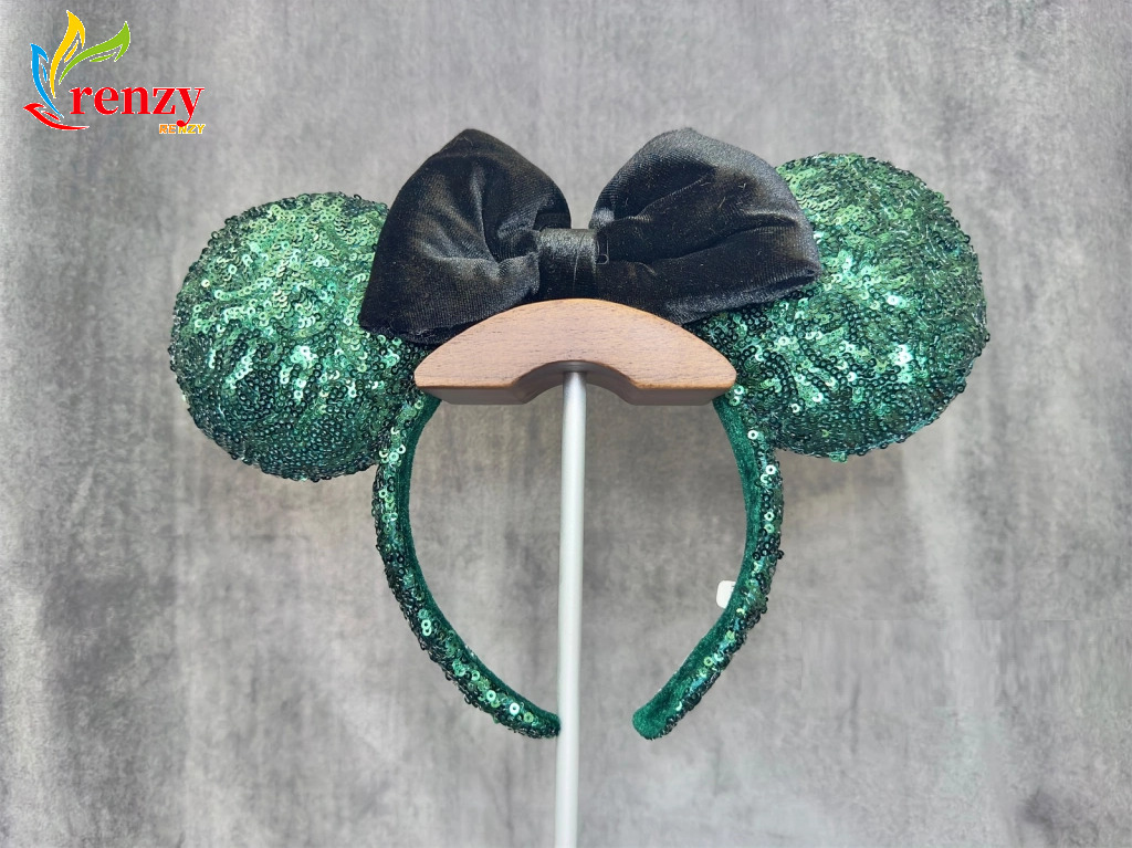 Disney Parks Minnie Mouse Tokyo TDR Halloween Green Sequins Ears Headband