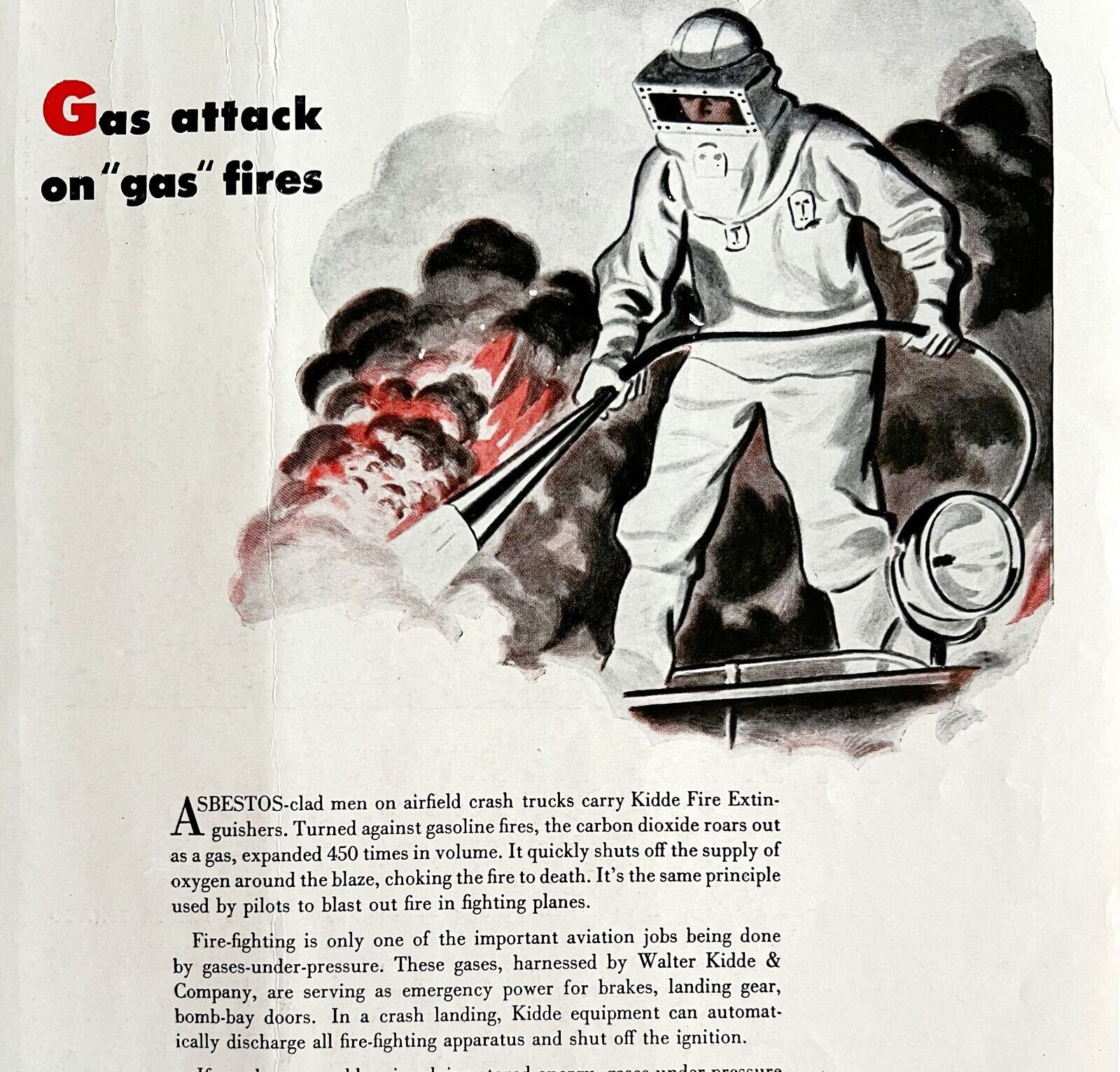 Kidde Fire Extinguisher 1940s Asbestos Suit Advertisement Lithograph DWCC4