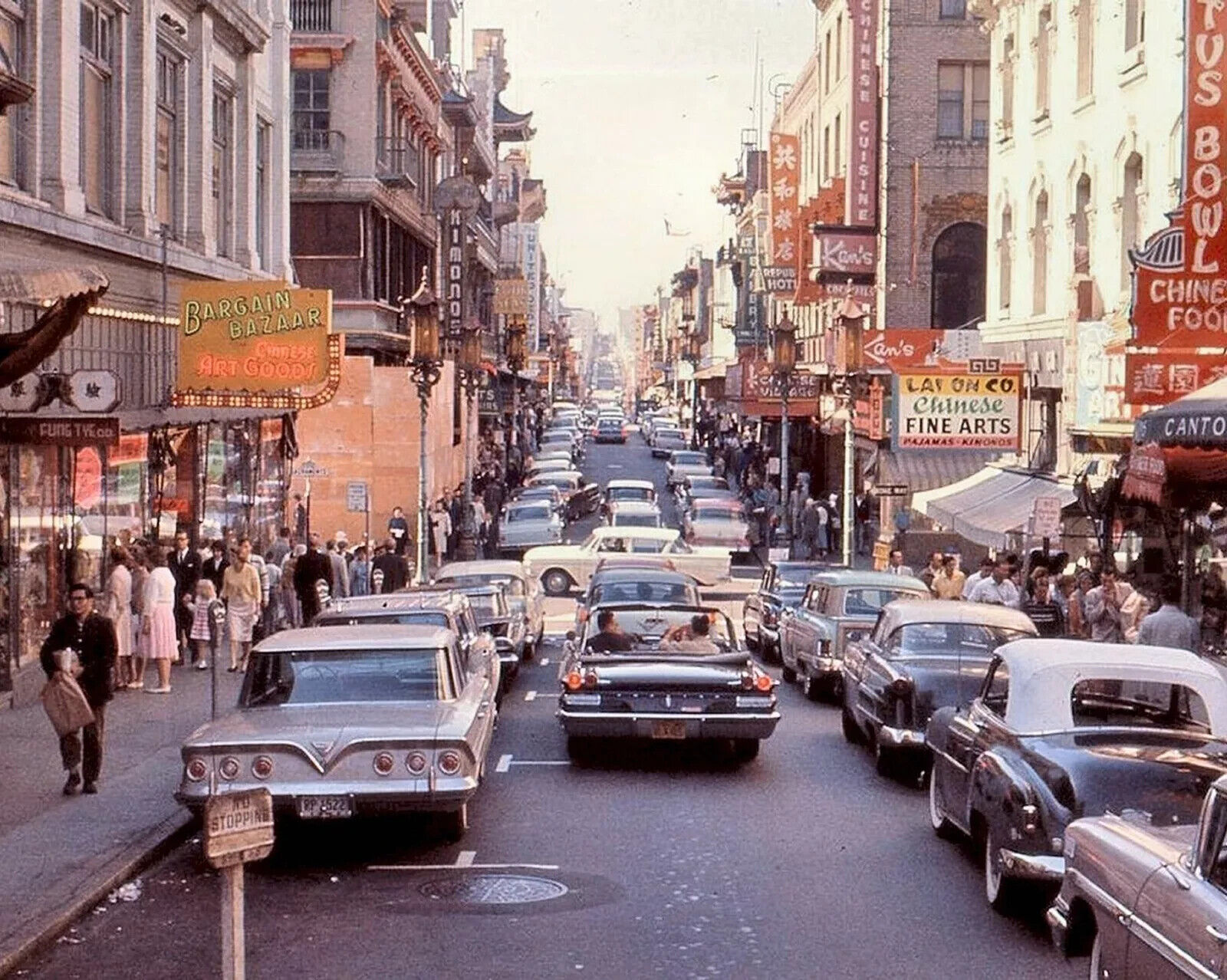 1961 CHINATOWN SAN FRANCISCO City Street with Classic Cars Picture Photo 4x6