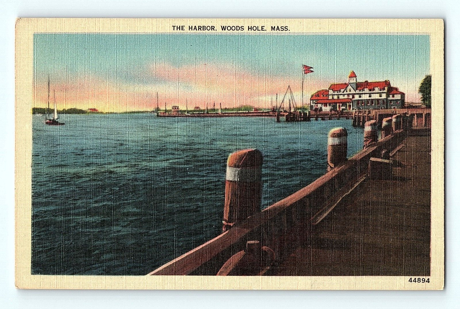 The Harbor Woods Hole Massachusetts Vintage Postcard E2