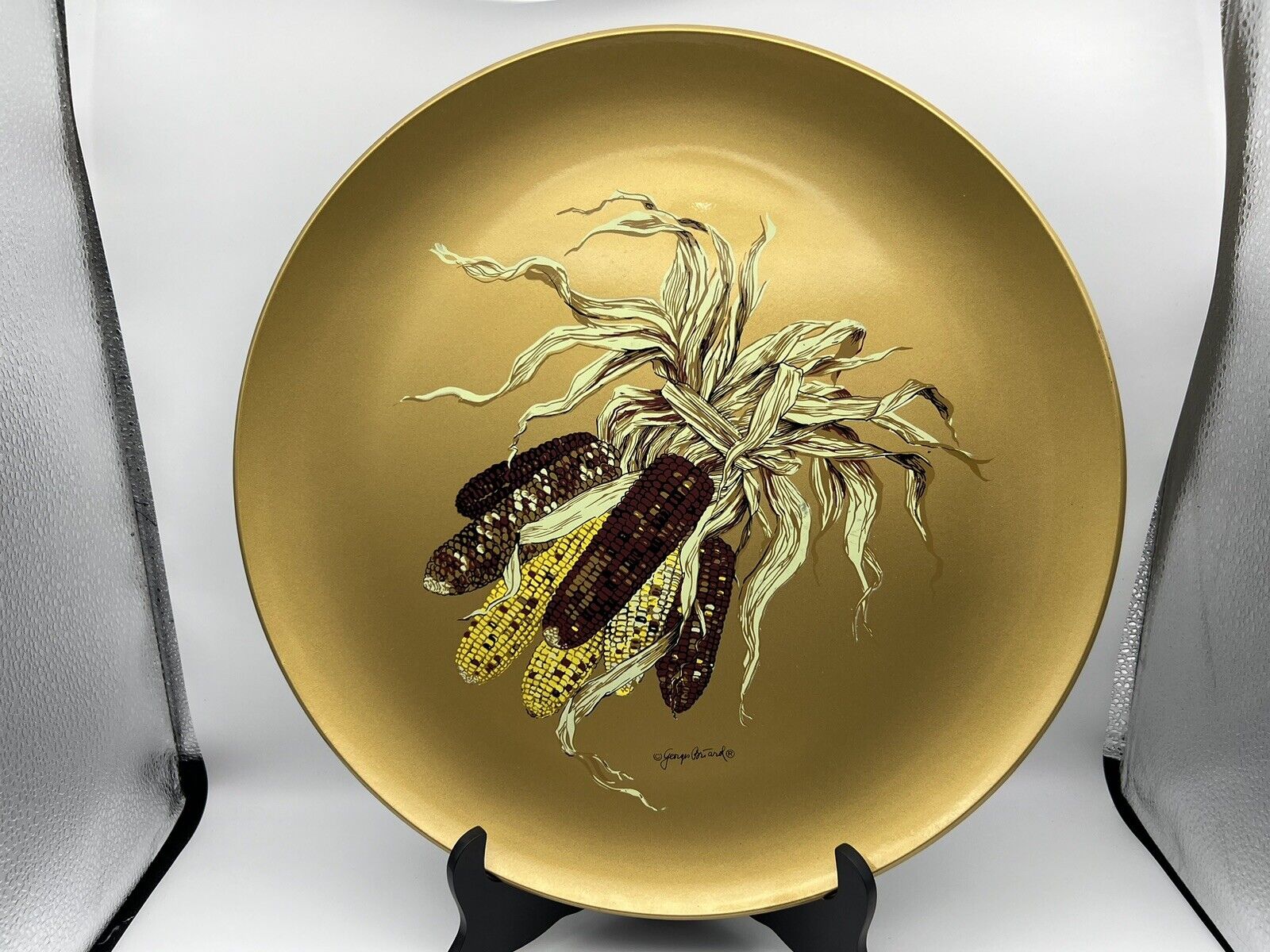 Vintage Georges Briard Indian Corn Round Lacquerware 14” Platter