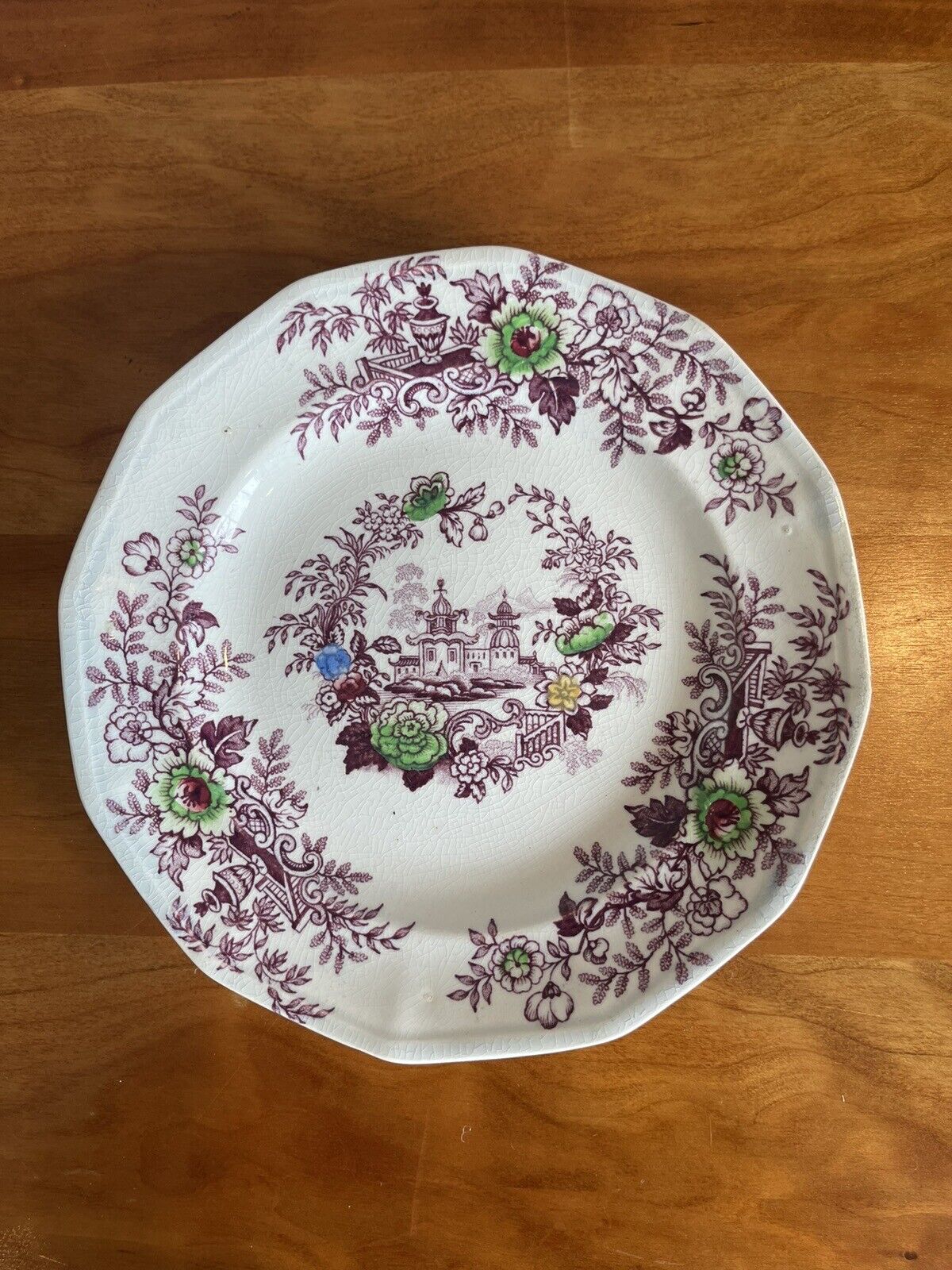 Antique Wedgwood Ironstone China Tyrol small plate purple transferware lovely