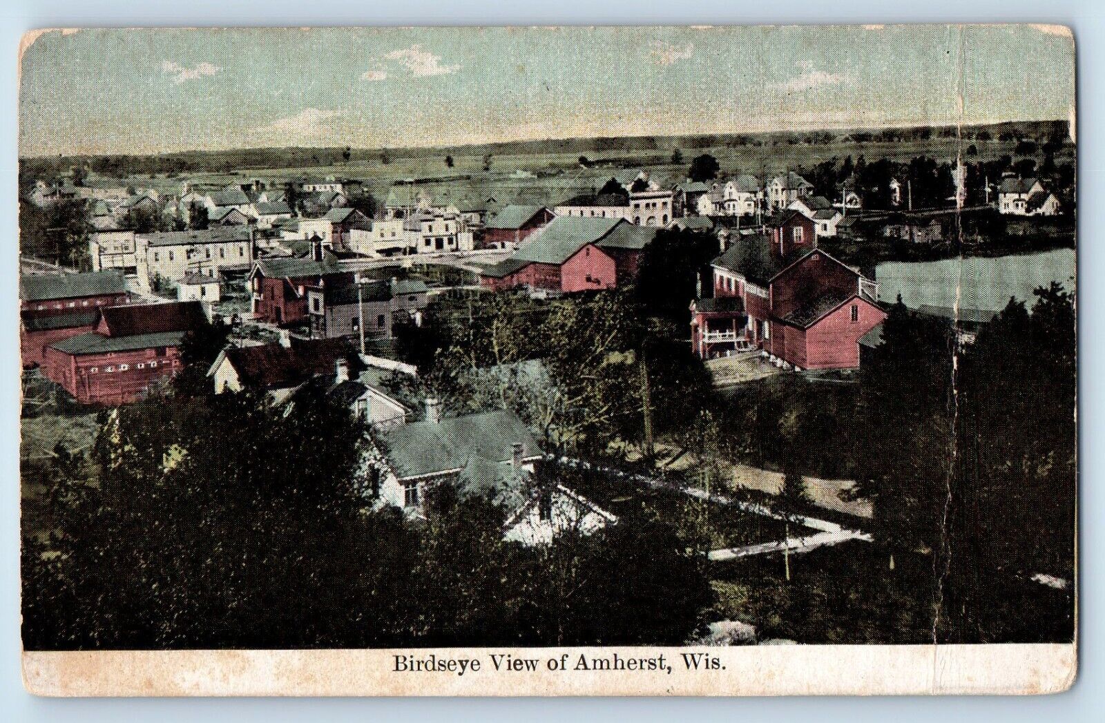 Amherst Wisconsin Postcard Birdseye View Exterior Building c1910 Vintage Antique