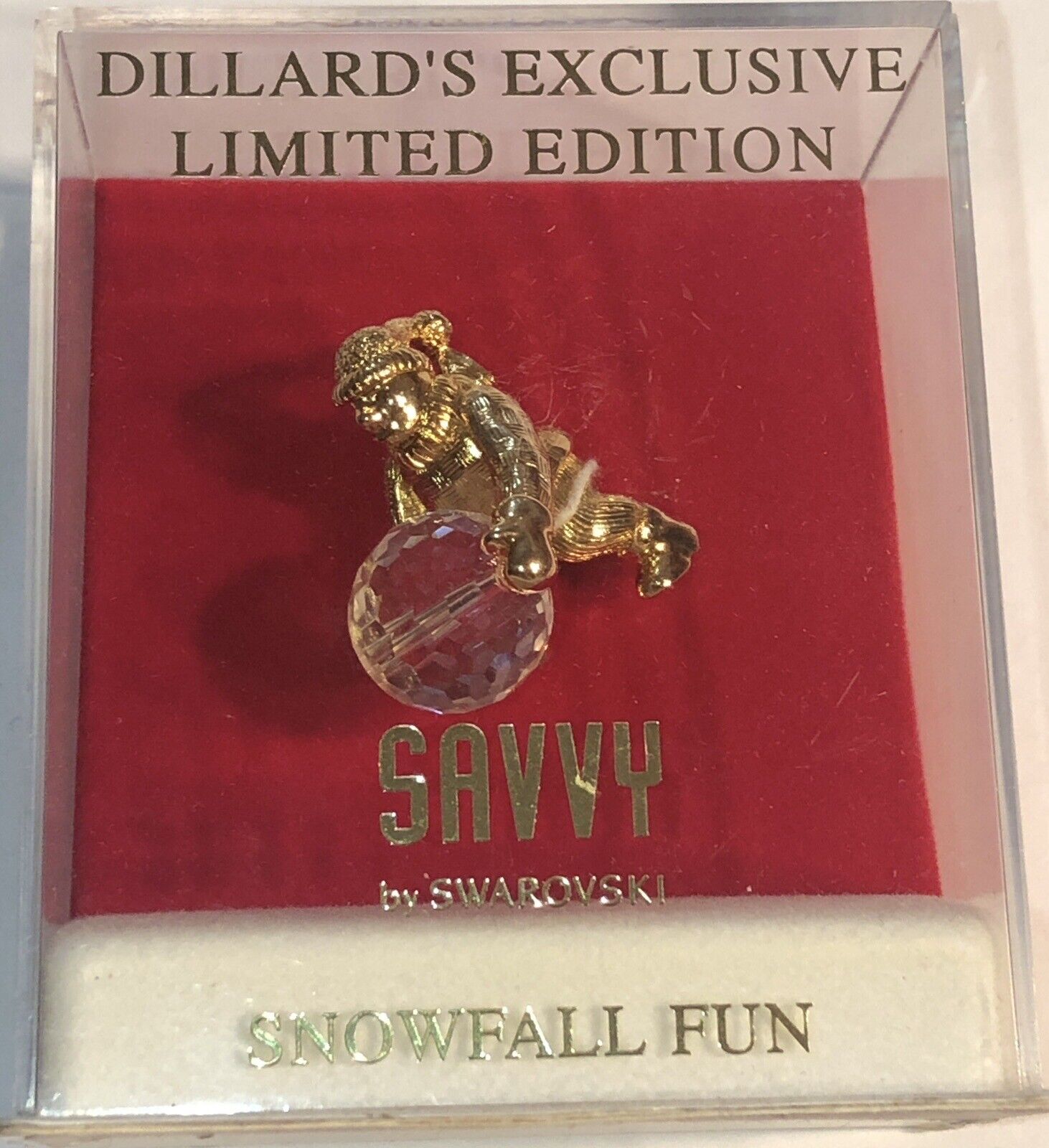 New In Box Dillard’s Limited Edition Swarovski Snowfall Fun Figurine Pendant