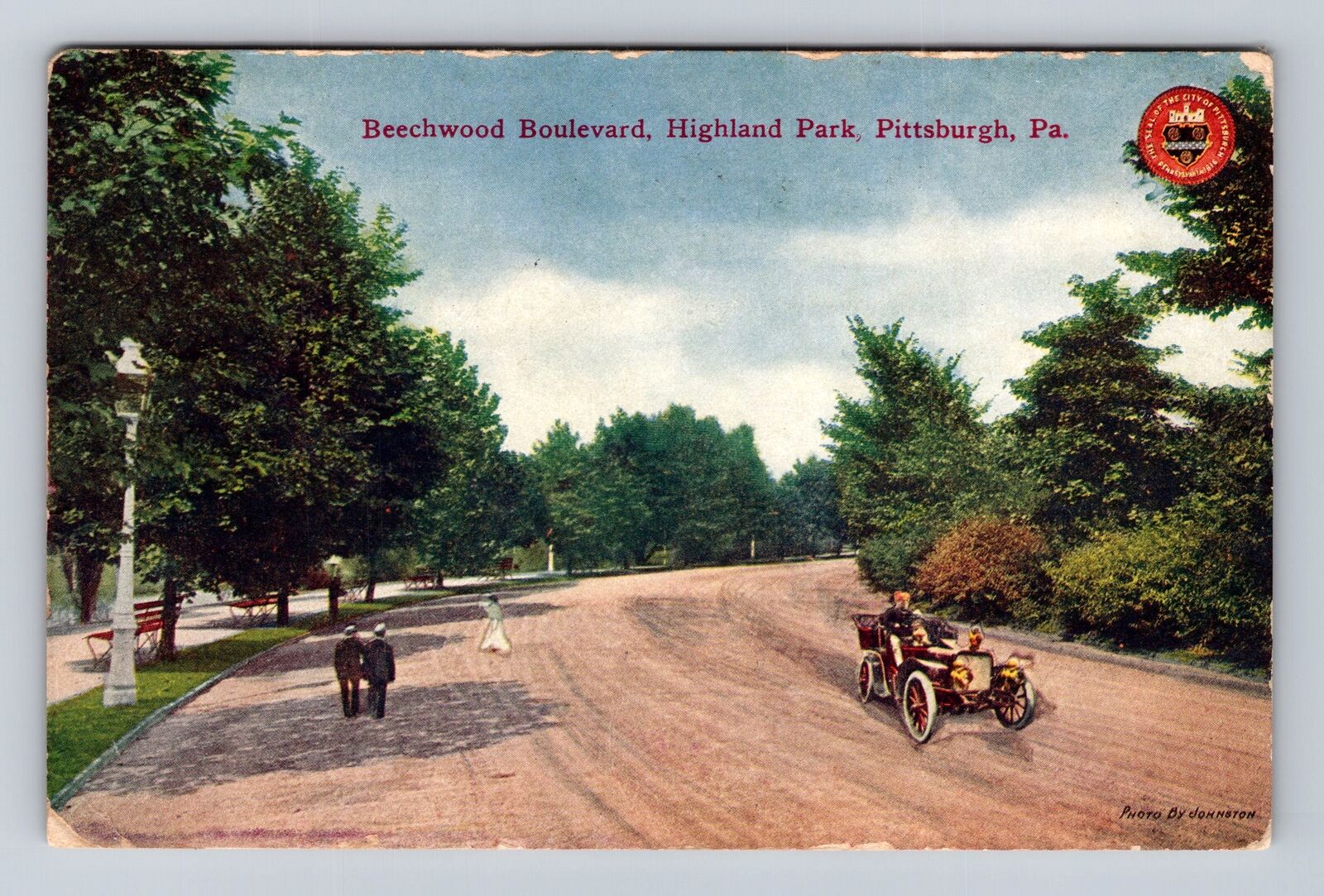 Pittsburgh PA-Pennsylvania, Beechwood Boulevard, Park, Vintage c1910 Postcard