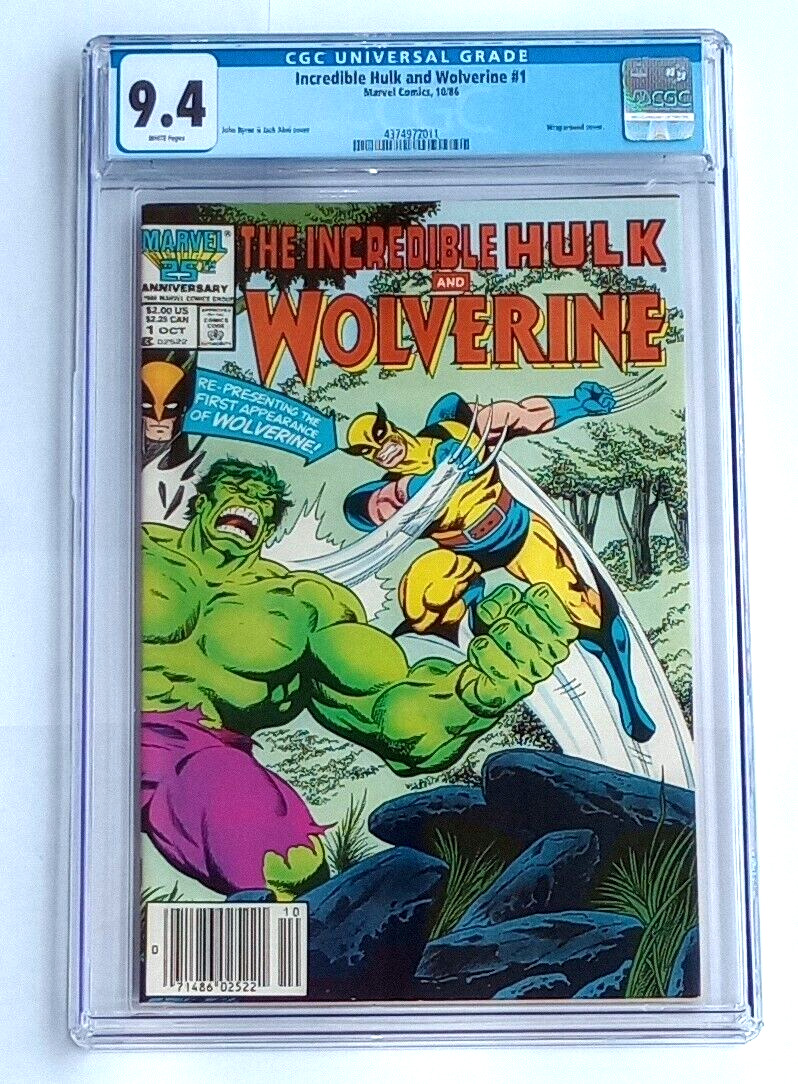 The Incredible Hulk and Wolverine #1 Wraparound CGC 9.4 White Pages Marvel 10/86