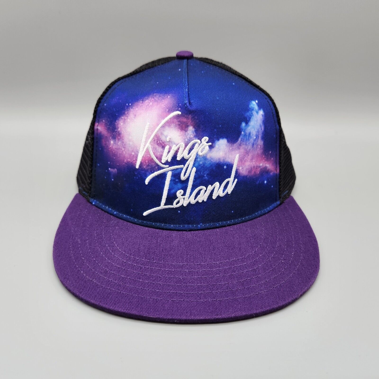 Kings Island Hat Cap Galaxy Amusement Park Souvenir Snapback Mesh Black Purple 