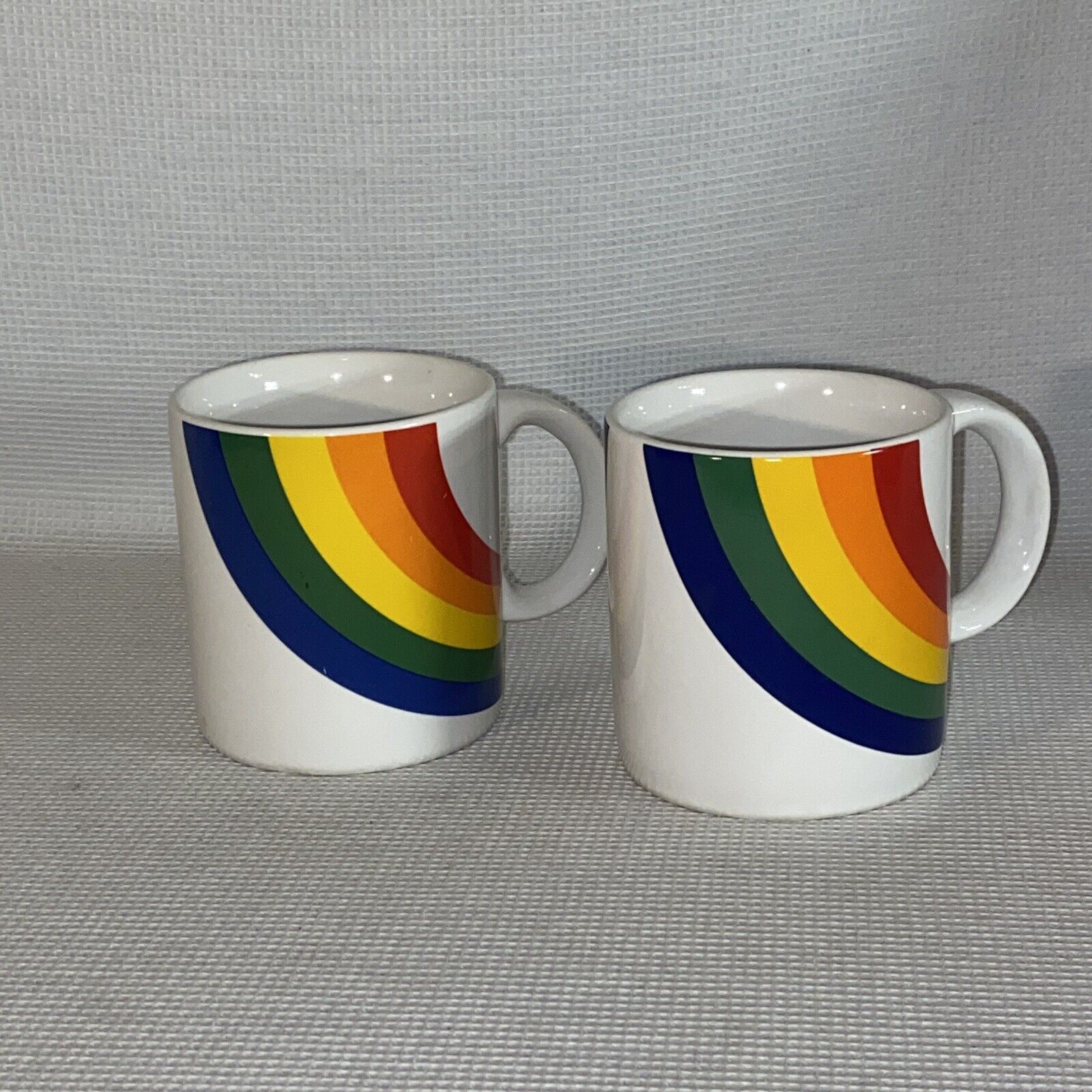 Rainbow Coffee Mugs Cups Set 1980s FTD  VTG Set of 2