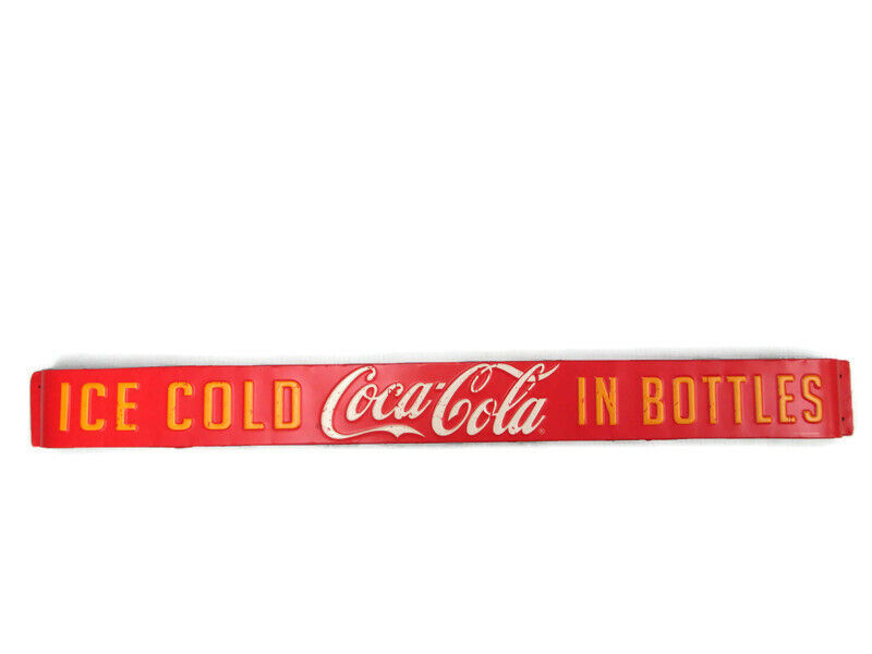Coca-Cola Red Tin  Door Push Ice Cold In Bottles 