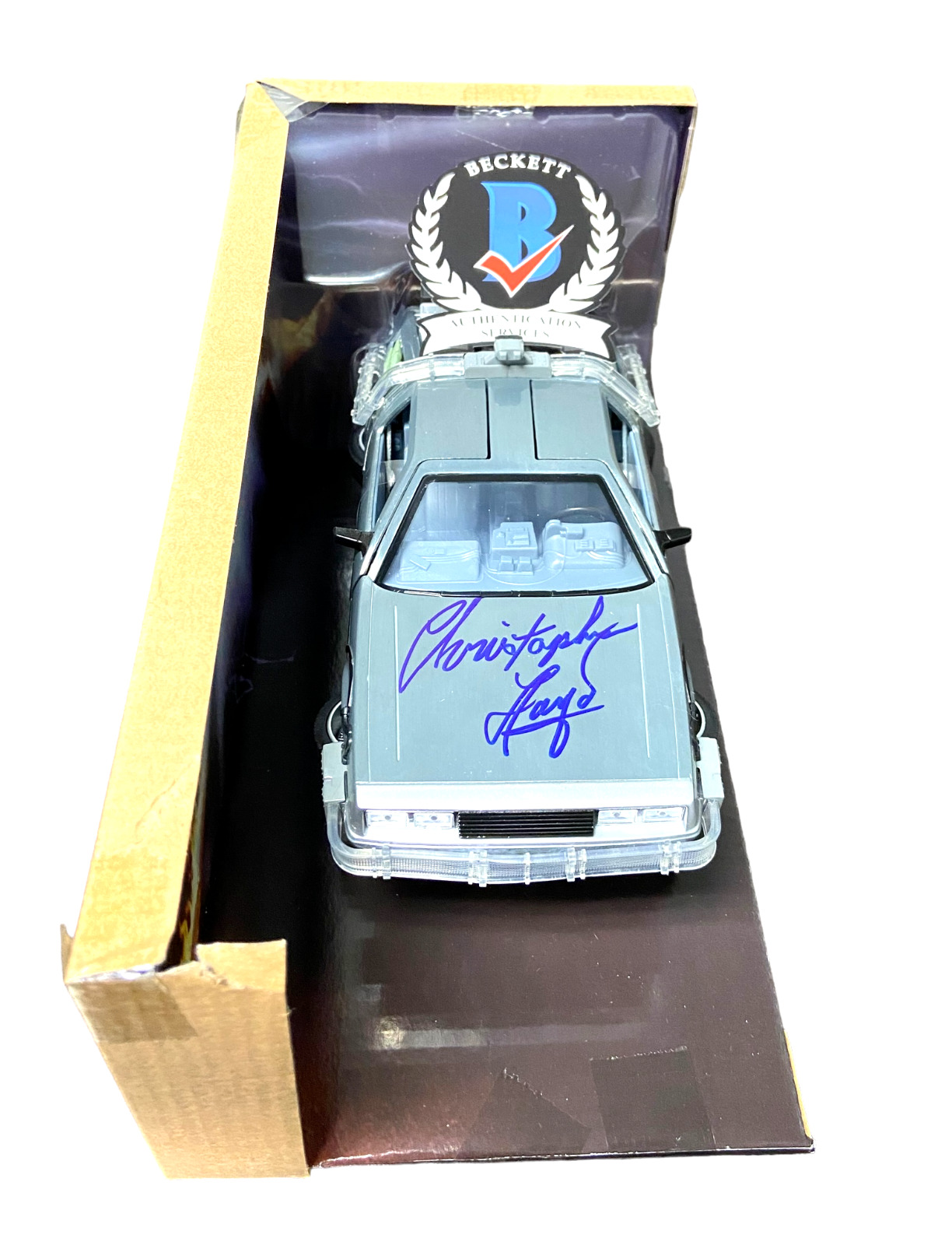 CHRISTOPHER LLOYD SIGNED AUTO BACK TO THE FUTURE 1:24 DELOREAN DIECAST BECKETT