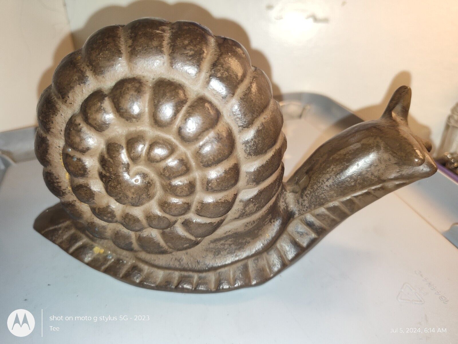 Vintage Heavy Cast Iron Snail Garden Ornament