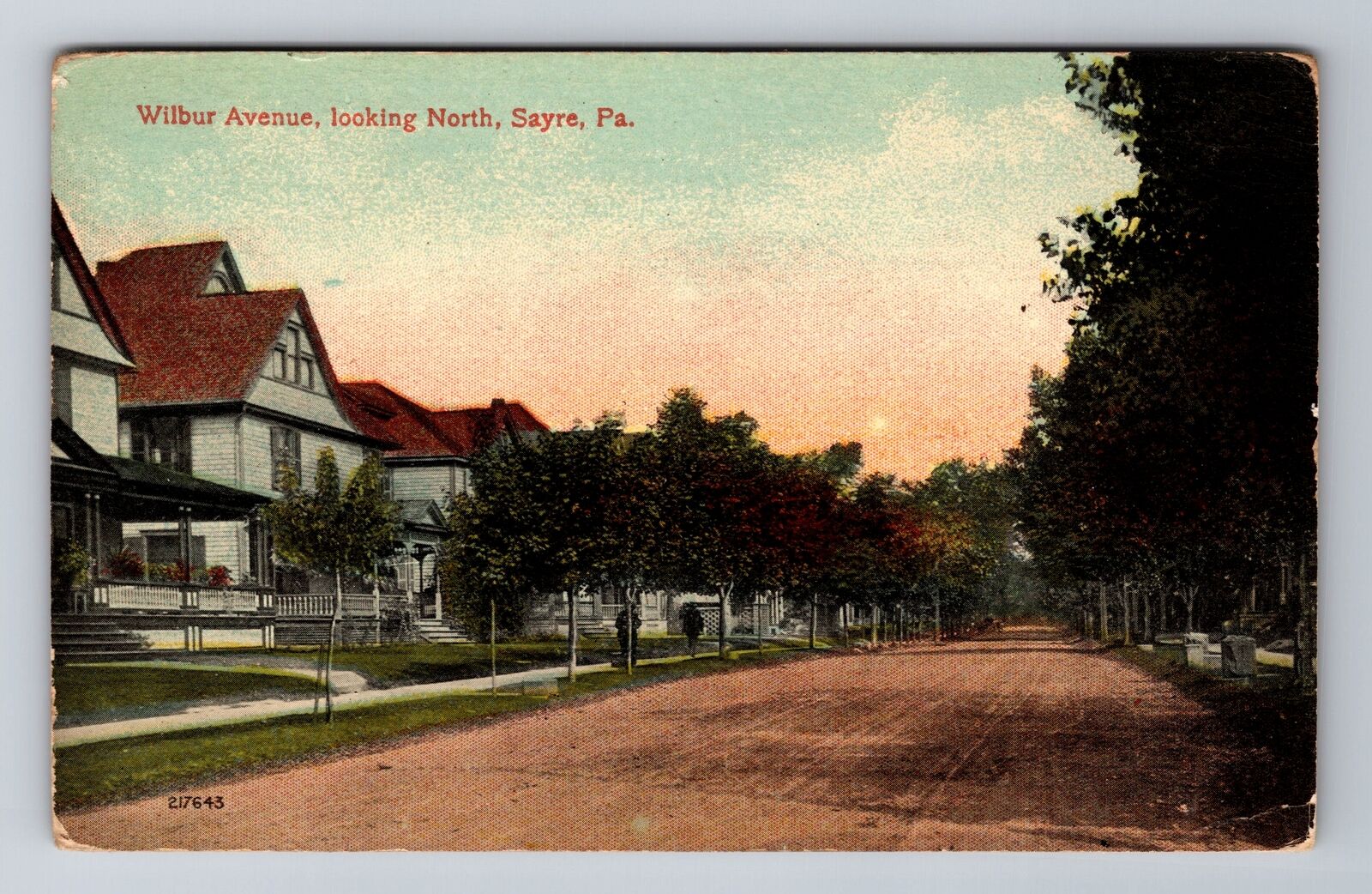 Sayre PA-Pennsylvania, Wilbur Avenue Residences, Looking North, Vintage Postcard