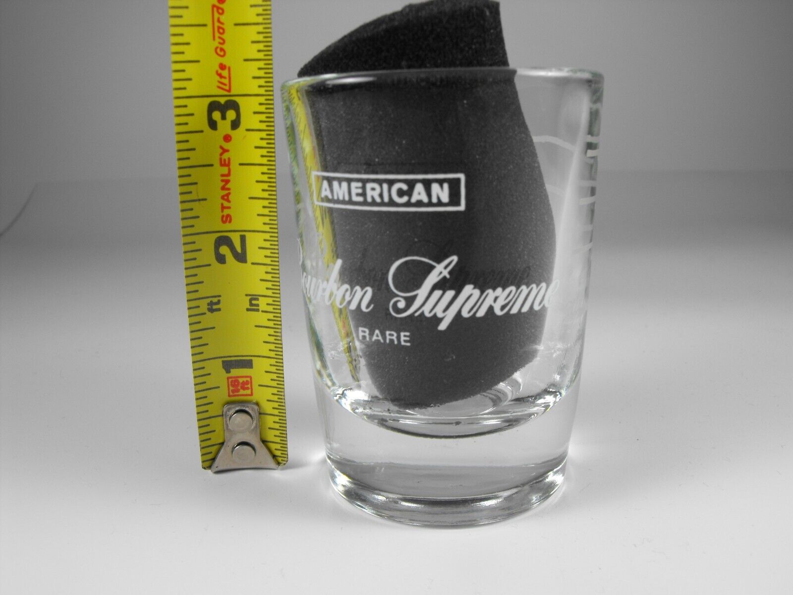 American Bourbon Supreme Rare Shot Glass - Heavy - Ounce Measurements on Back