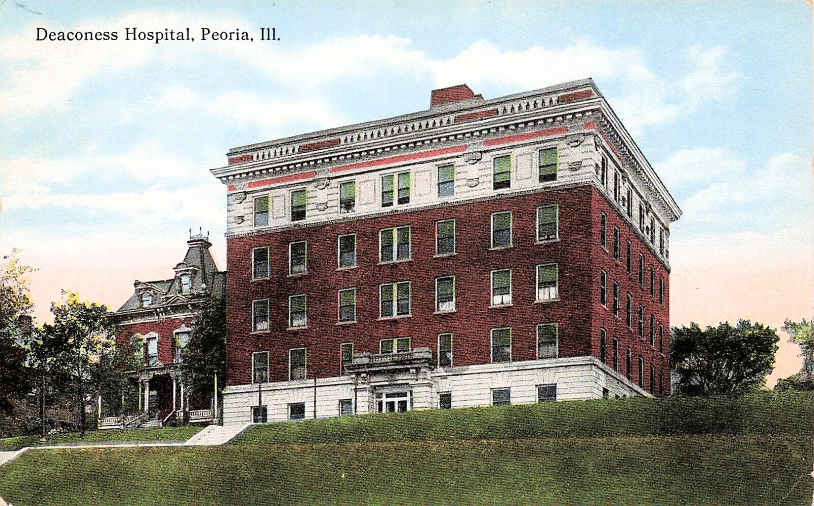 Peoria IL Illinois Deaconess Hospital Methodist College Campus Vtg Postcard E38