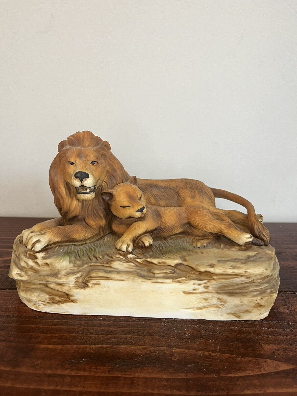 Whiskey Decanter Lionstone Porcelain Lion Cub Safari Rare Empty Vintage 70s