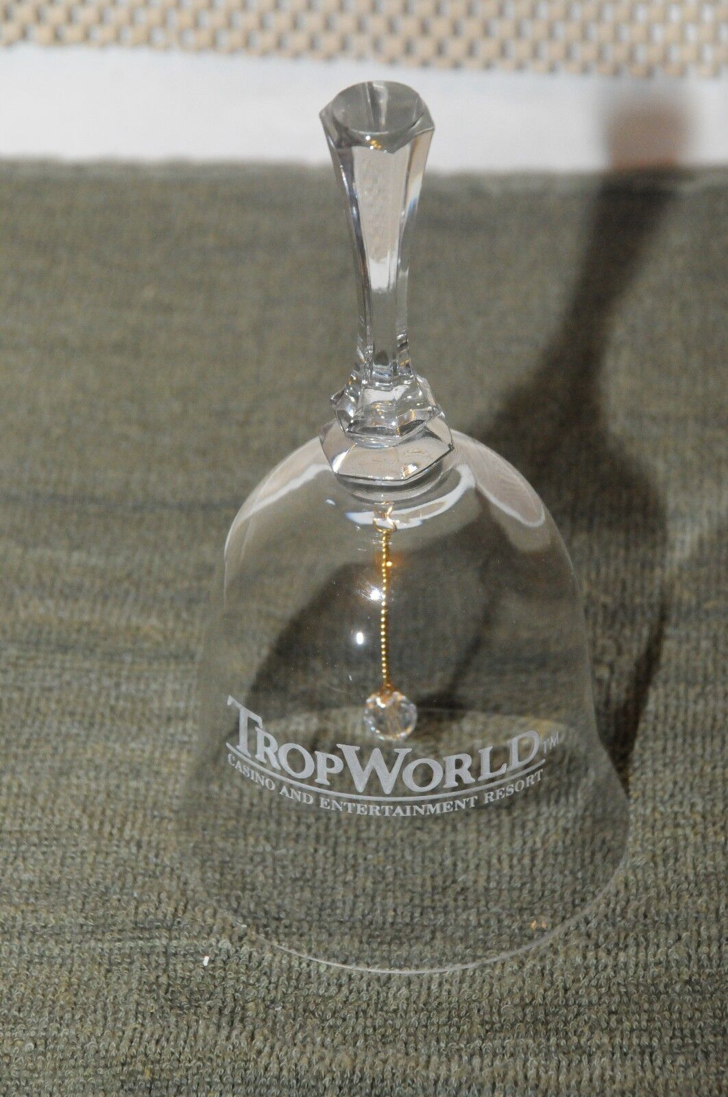  Trop World Casino & Resort  Etched Crystal Bell   Rare Exclusive  