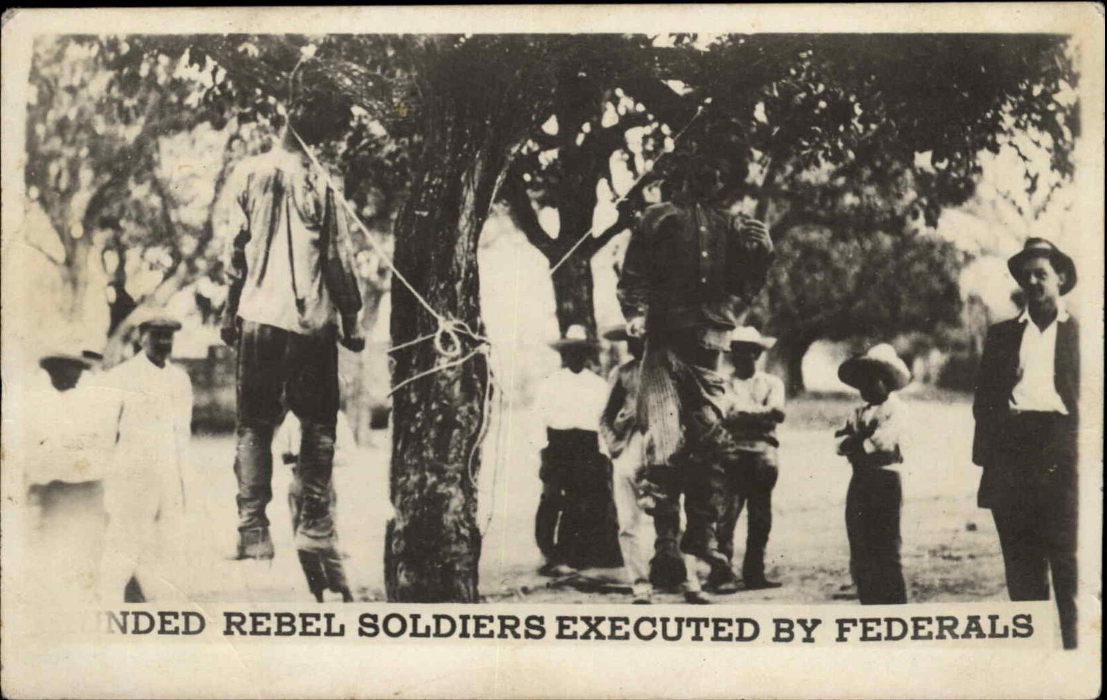Mexico Raid on US MaCabre Hanging of Rebels Federals USED c1916 Real Photo RPPC