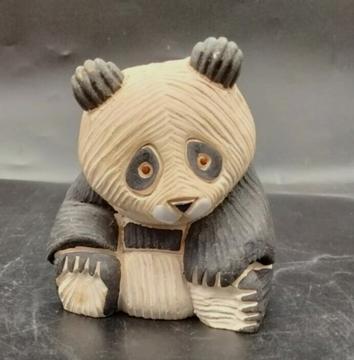 Vintage Artesania Rinconada Uruguay Panda Bear Art Pottery Figurine Signed