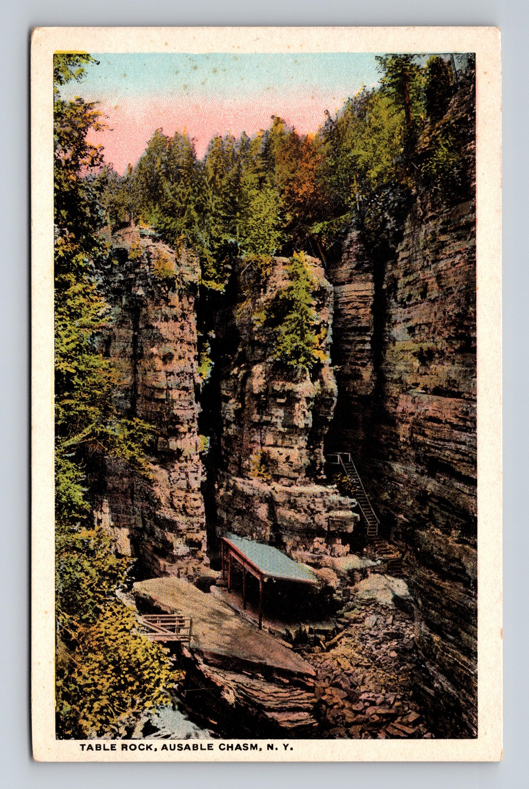 1911 WB Postcard Ausable Chasm NY Table Rock CT American Art