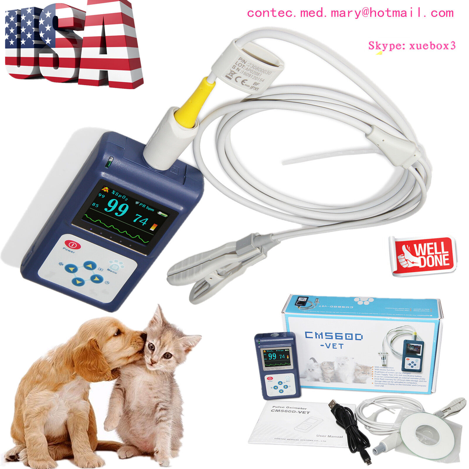 CONTEC Veterinary Handheld CMS60D-Vet Pulse tester pulse oxygen saturation,Hot