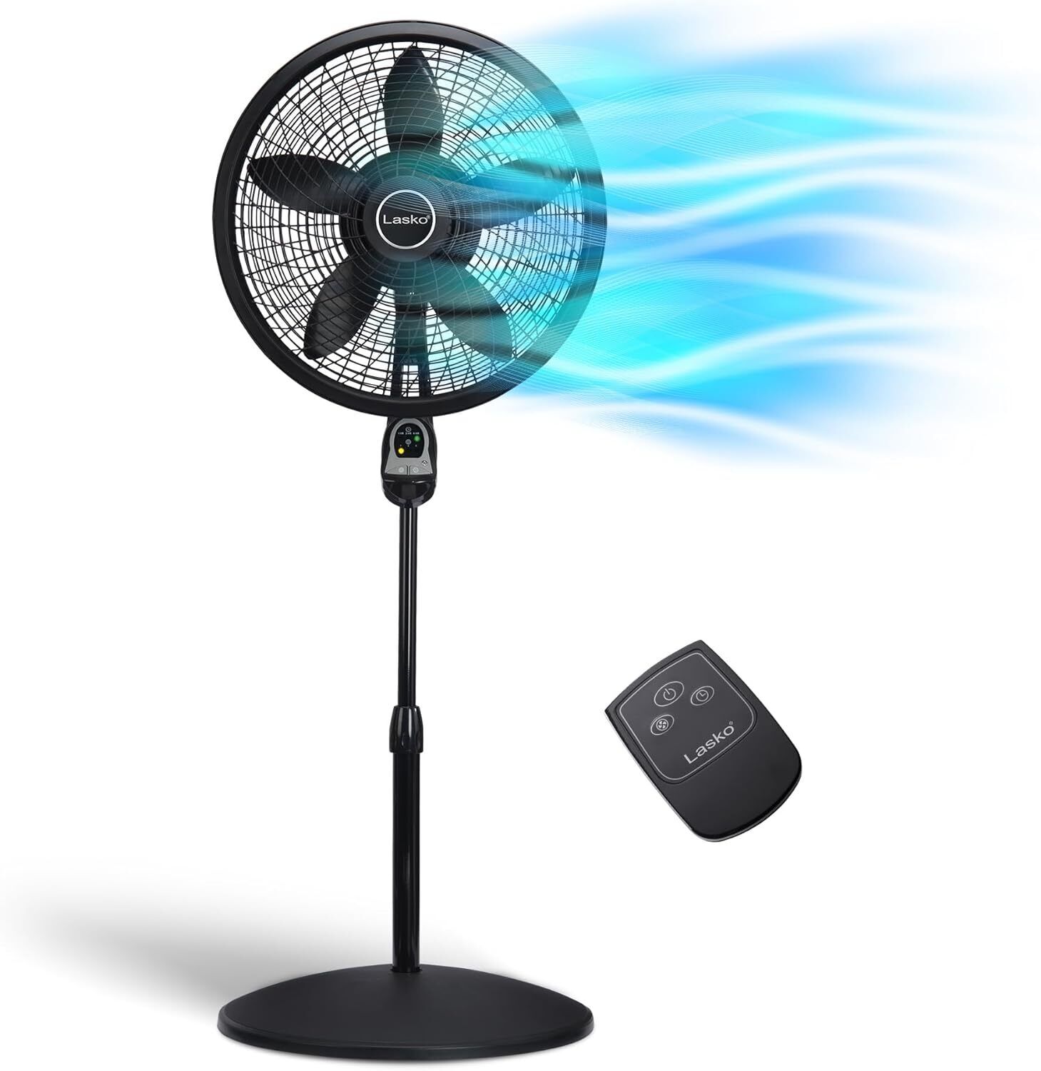 Oscillating Cyclone Pedestal Fan, Adjustable Height, Timer, Remote Control, 3