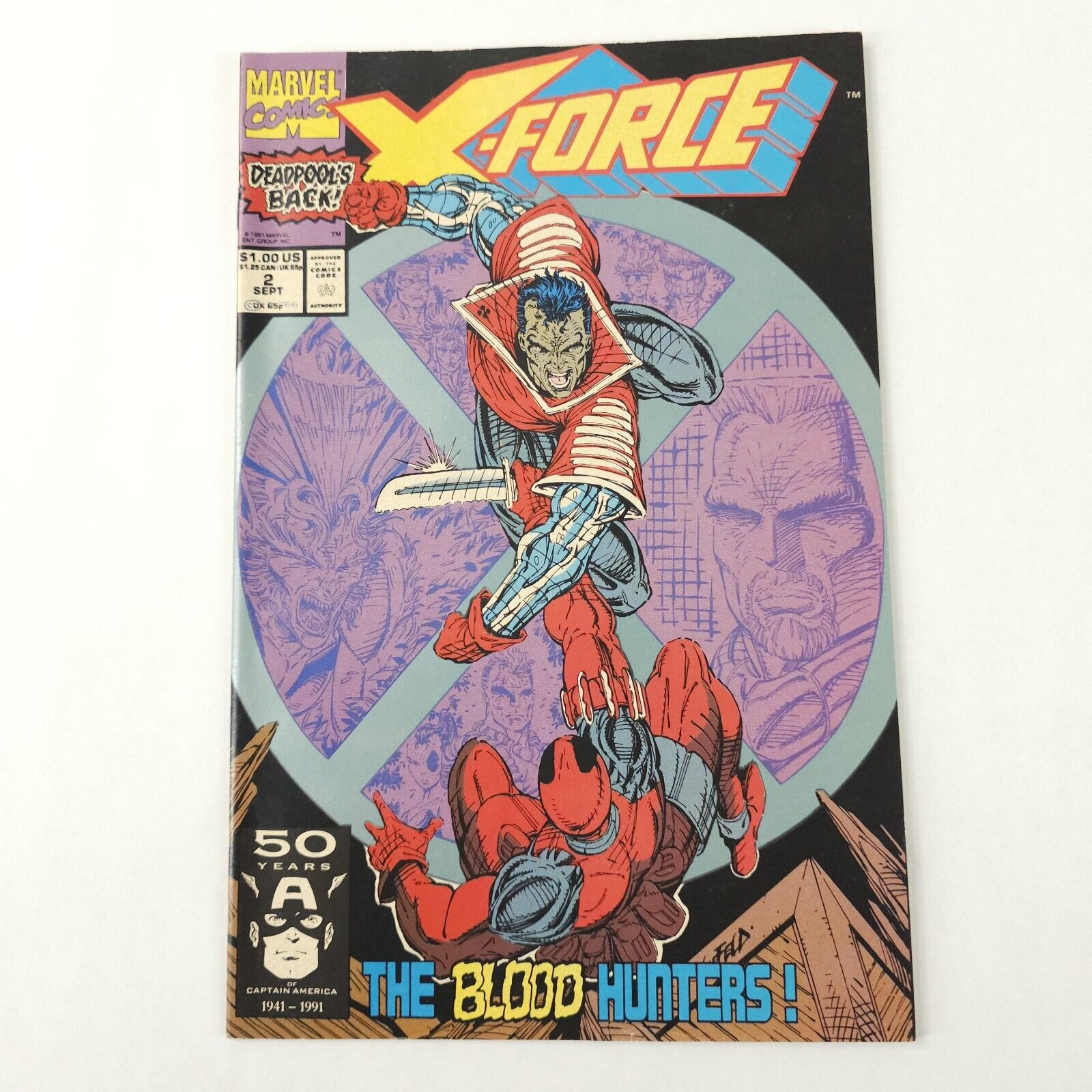 X Force 2 Marvel Comics 2nd Appearance of Deadpool 1st Weapon X Kane 1991 VF-