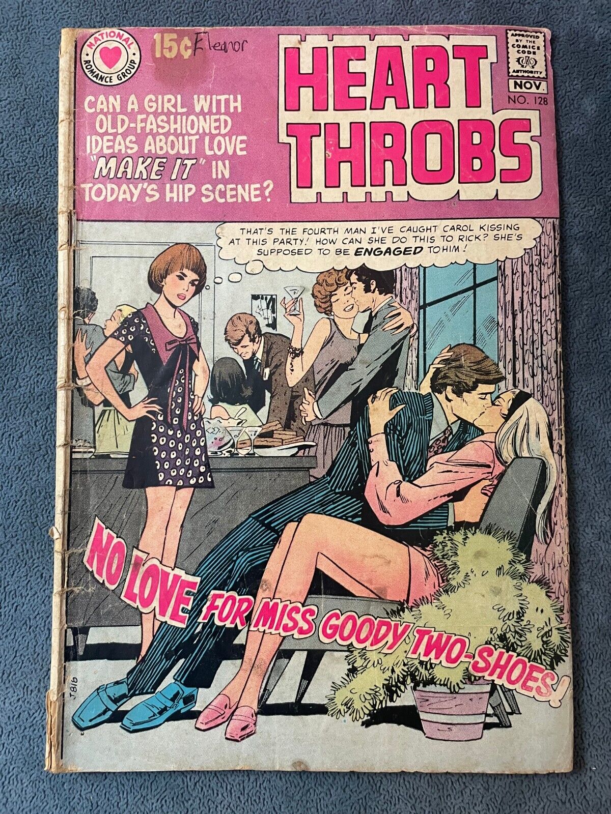 Heart Throbs #128 1970 DC Comic Book Romance Group GGA Goody Two Shoes Low Grade