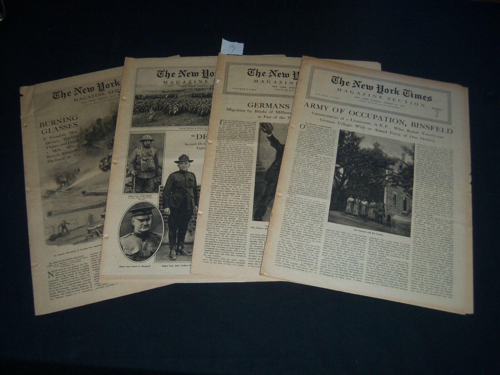 1919 NEW YORK TIMES MAGAZINE SECTIONS LOT OF 4 - NICE ILLUSTRATIONS - NP 1131