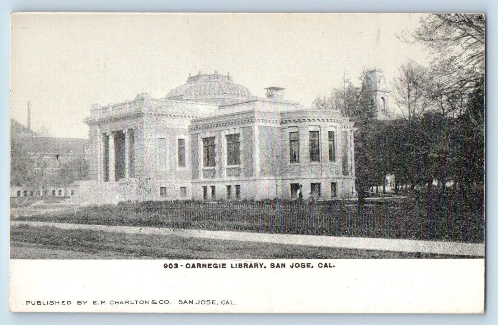 San Jose California CA Postcard Carnegie Library Exterior c1905 Vintage Antique