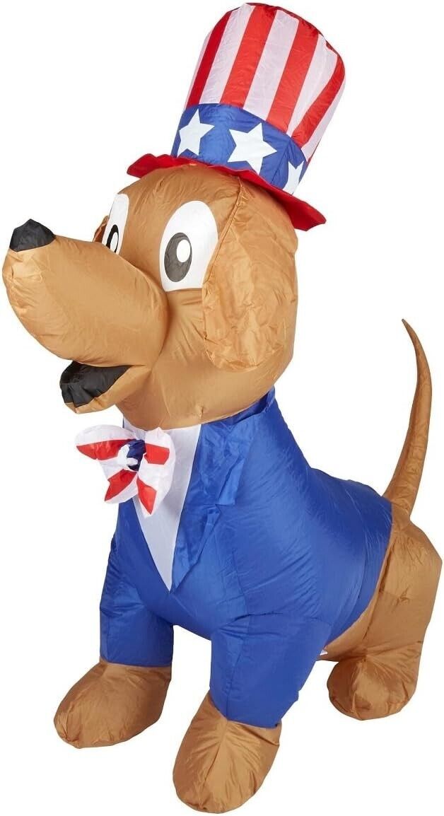 5' Gemmy Airblown Inflatable 4th of July Patriotic Pooch Puppy Dog 48973