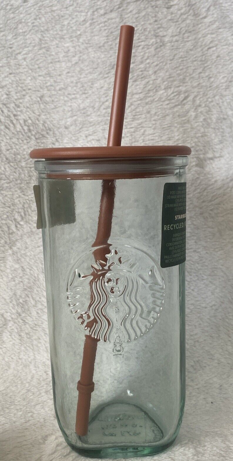 Starbucks Triangle Glass 16oz Cold Cup, Terracotta 2024 100% Recycled Materials