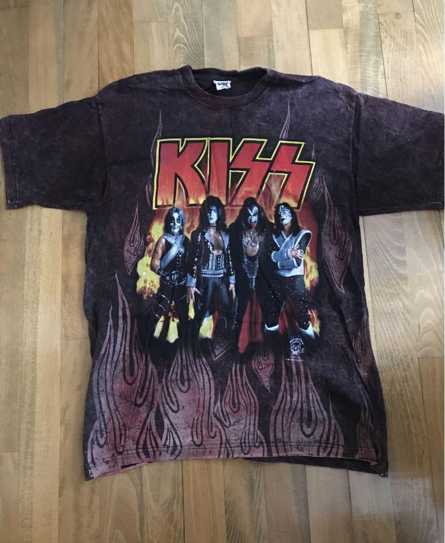 Super rare KISS Vintage T-shirt full multi-print Black From import Japan