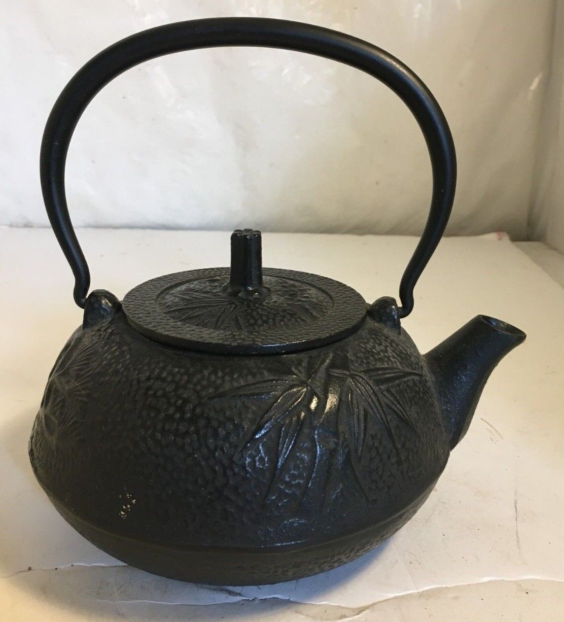 Vintage Thai Cast Iron Teapot Bamboo Pattern