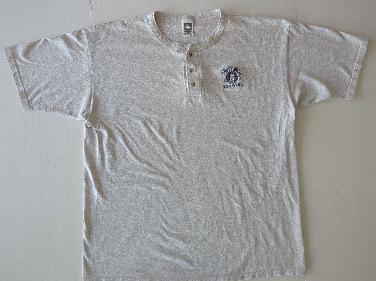Vintage Sloppy Joe's Key West Florida Gray Henley Style T-Shirt Size 2XL