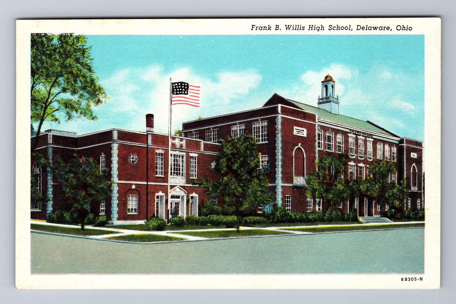 Delaware OH-Ohio, Frank B Willis High School, Antique Vintage Souvenir Postcard