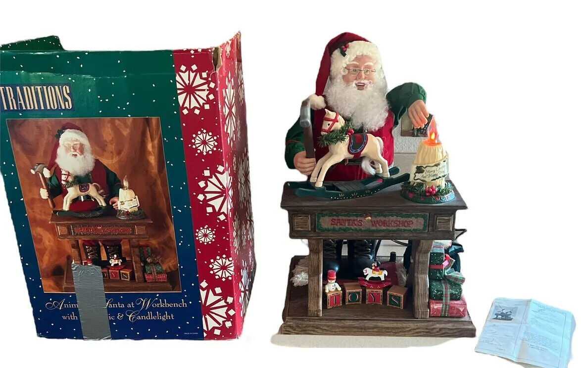 Vintage Traditions Santa At His Workbench 20” Large Christmas Animated Musical