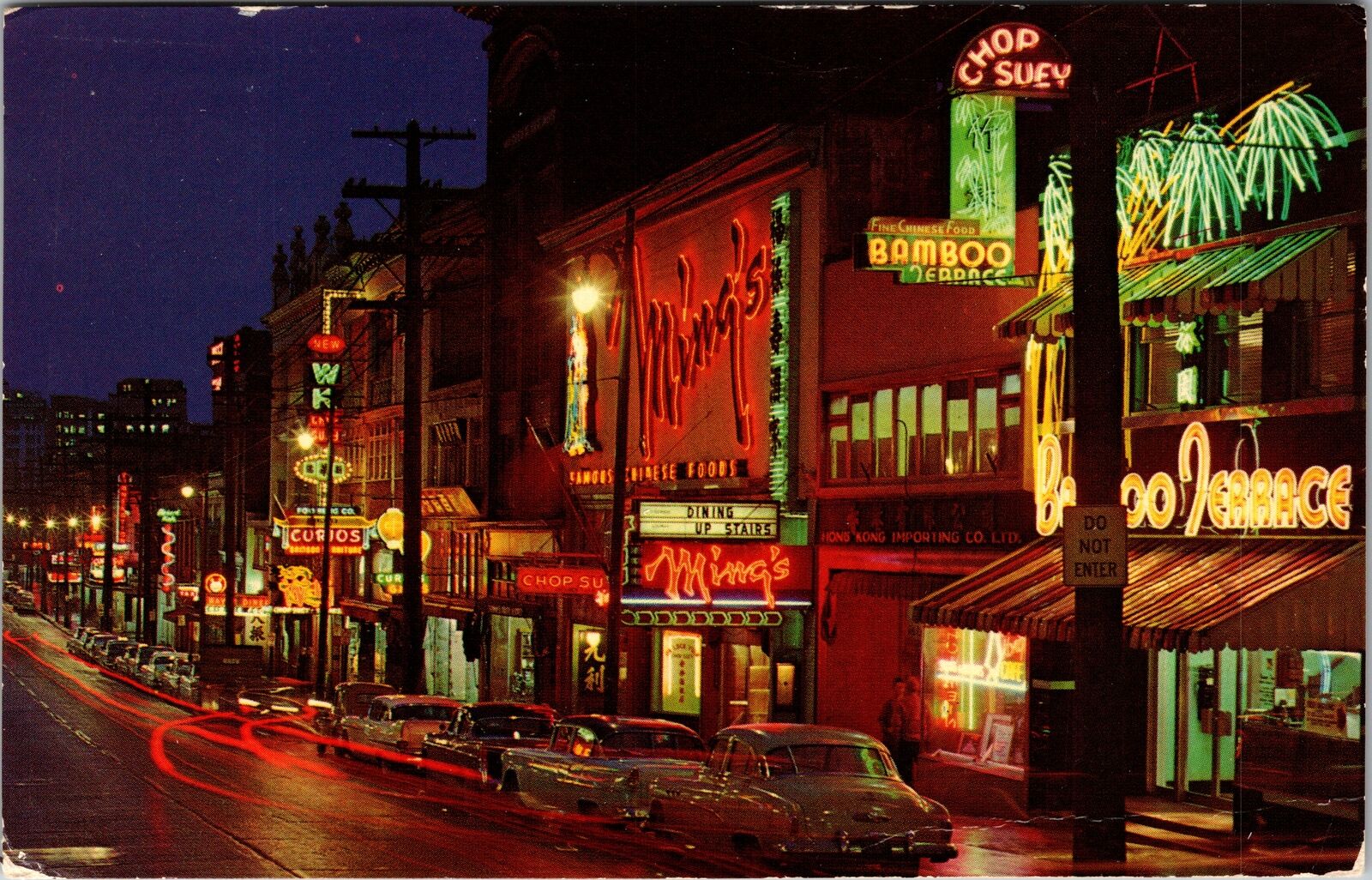 Victoria-British Columbia, Chinatown at Night, Vintage Postcard