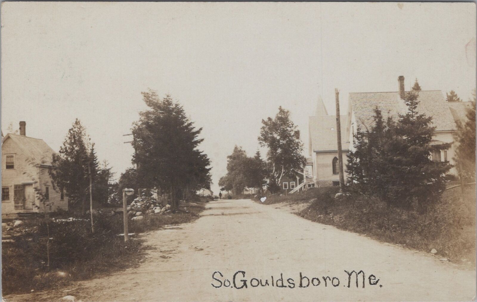 Street View, Dirt Road, South Gouldsboro Maine 1909 RPPC Photo Postcard