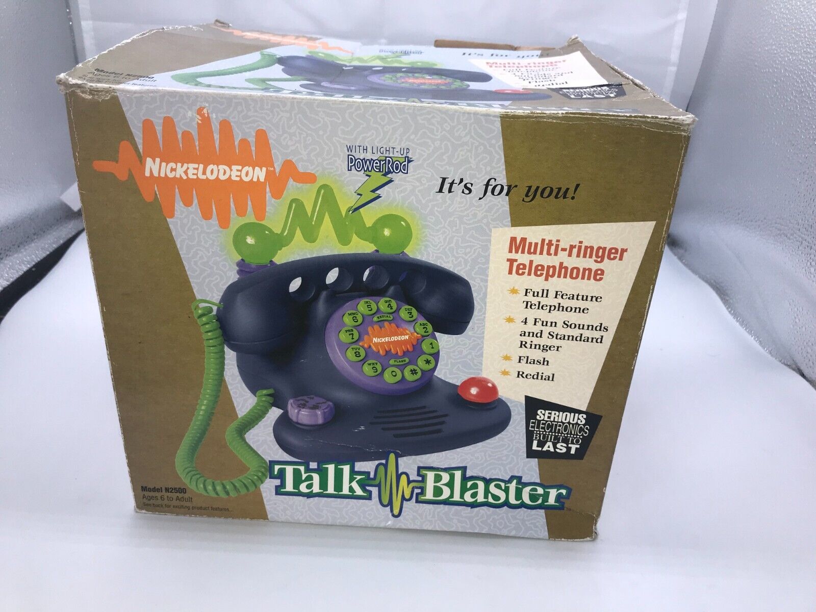 1997 Nickelodeon Talk Blaster Land Line Telephone Retro Lights Sounds TESTED 90s