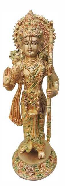 Lord Rama Brass Statue Ram Ji Idol Hindu Deity Religious Sculpture 5.3*5.3*15 In