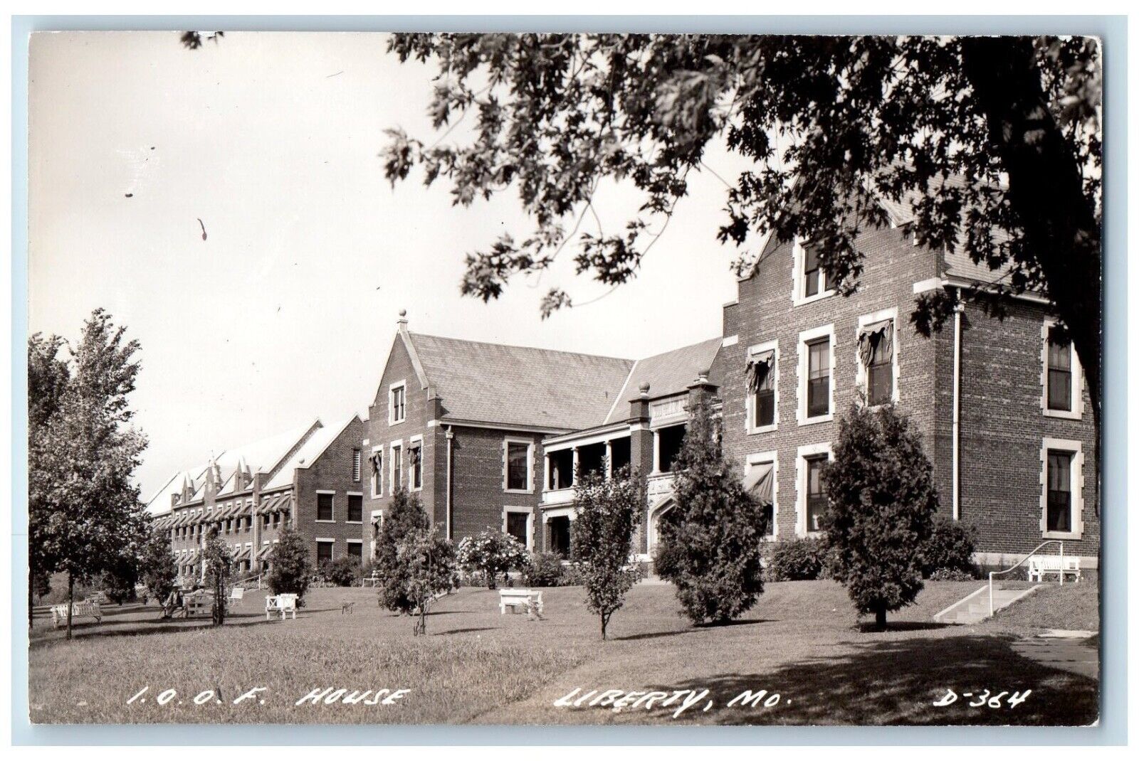 Liberty Missouri MO Postcard RPPC Photo I O O F House c1940's Unposted Vintage