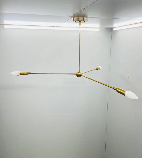 3 Light Modern Brushed Brass Sputnik Chandelier Light Fixture Ceiling Light