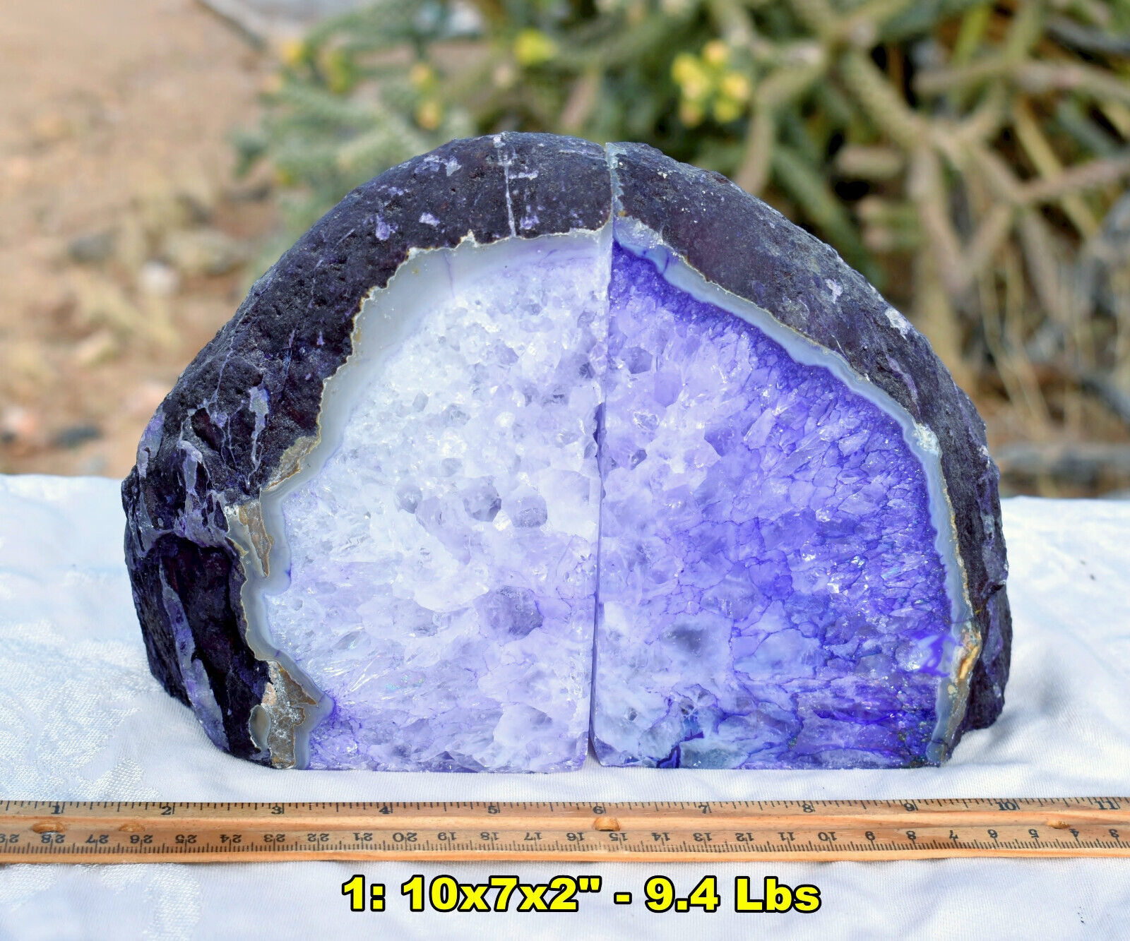 Purple Agate & Quartz Crystal GEODE BOOKENDS * Choice of 24 * 6-10\